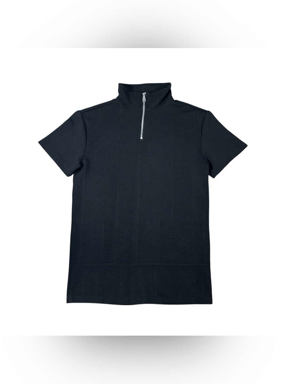 American Stitch Men’s Medium Black Textured Quarter Zip Mock Neck Stretch Shirt